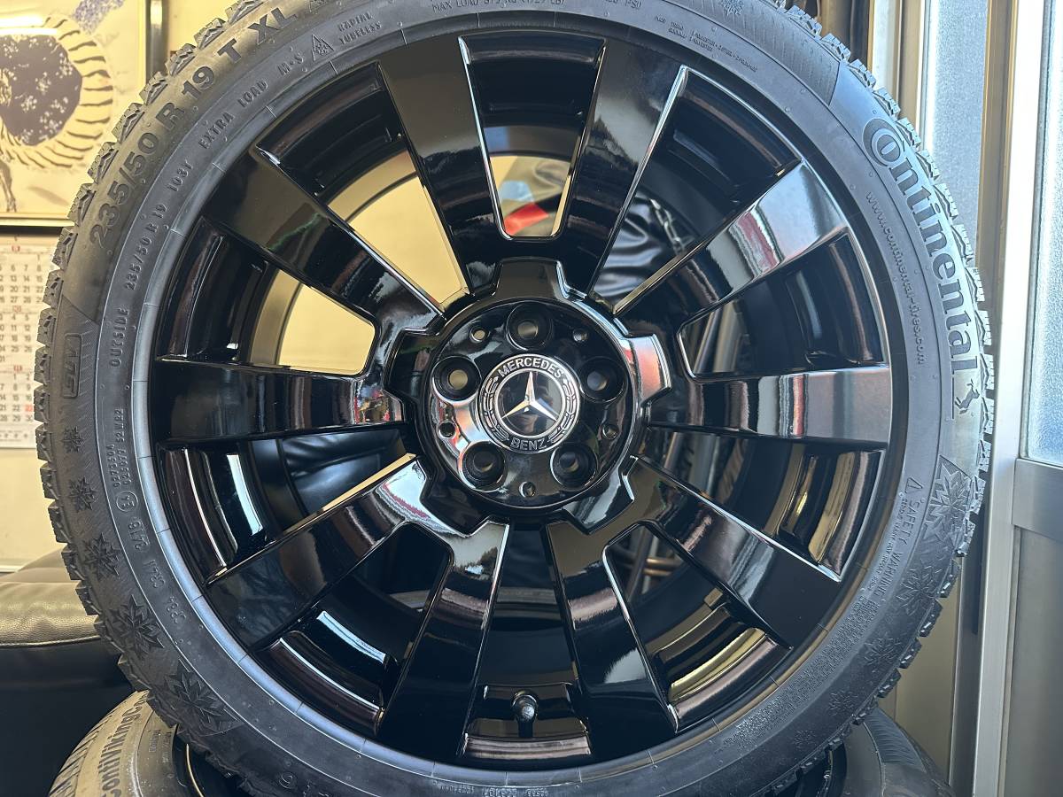 ★バリ山ウィンターSET 4本★ メルセデス ベンツ X204 GLK 純正 グロスブラック コンチネンタル 235/50R19 スタッドレス AMG