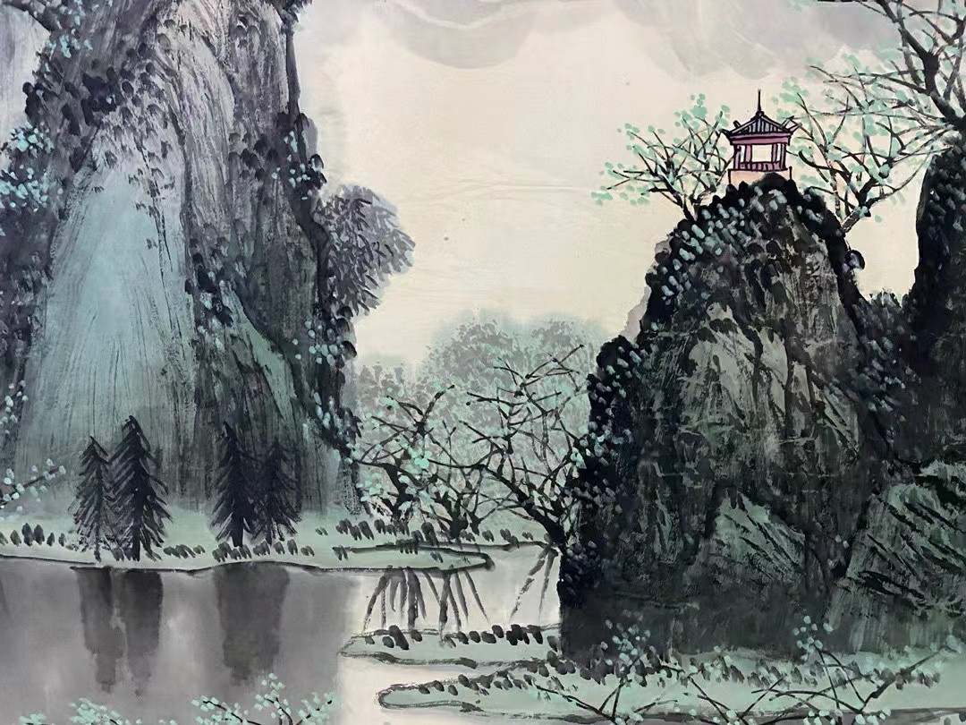時代の掛軸　山水絵肉筆保証　蔵整理中国美术品日本　中国 X878C16-6 掛軸 白雪石漓江山水 肉筆保証（日本美協收藏）唐物 唐 宋 元 明 清