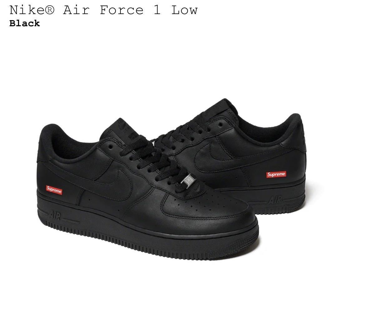 ★Supreme NIKE Air Force 1 Low BLACK 8.5 26.5cm エアフォースワン 黒 ナイキ シュプリーム スニーカー 靴 box logo 新品 送料無料