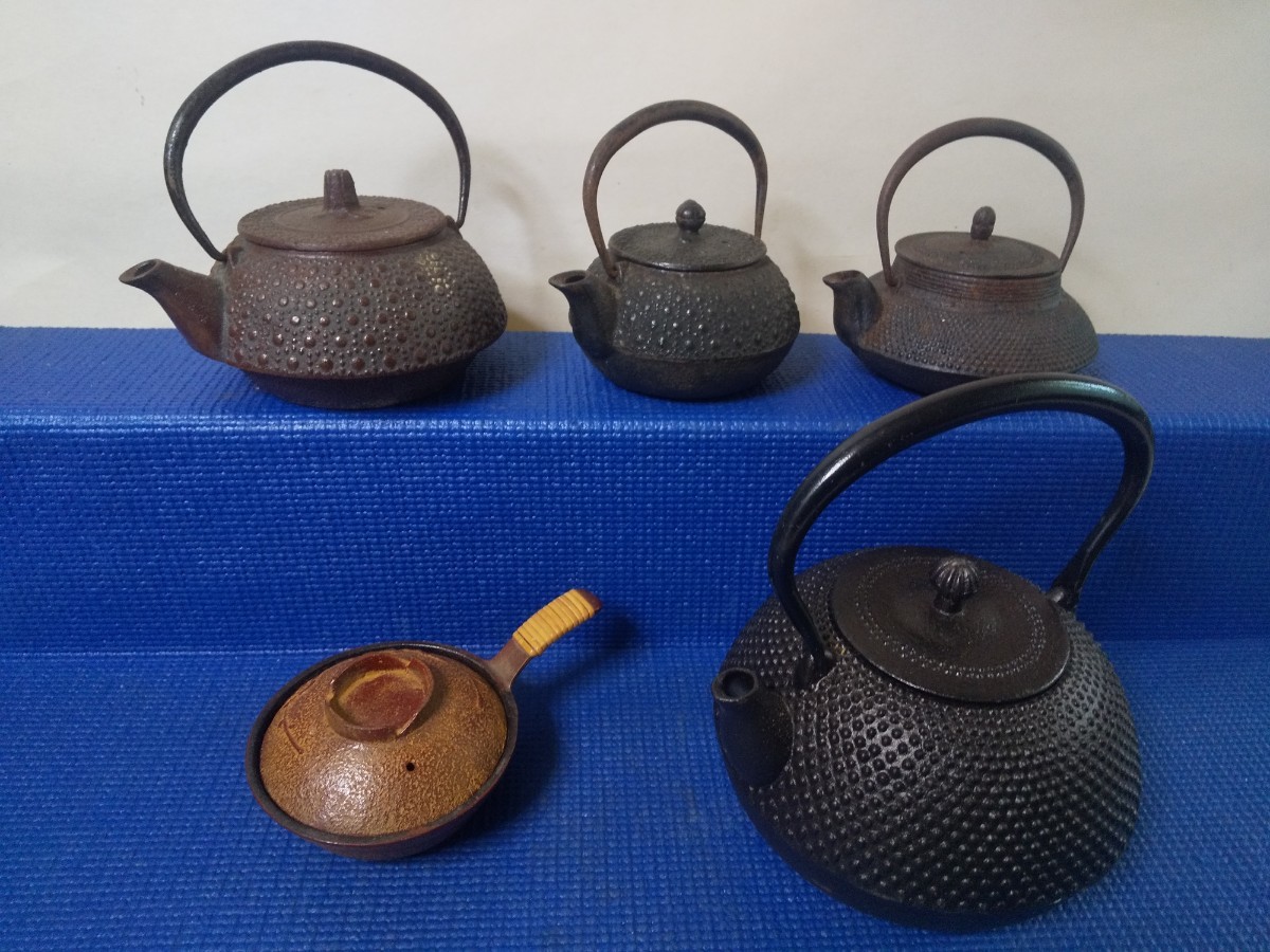 南部鉄器 鉄瓶 急須 鉄製 茶道具 他まとめて計5点 現状品 南部鉄器