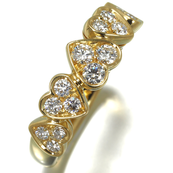 ピキョッティ リング ダイヤ 0.49ct ハート 12号 K18YG BLJ/GENJ