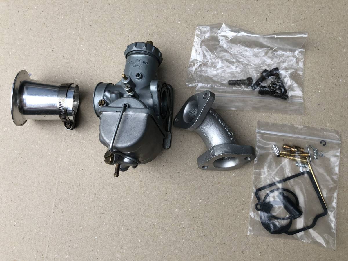 当時物 S・MONKEYスーパーモンキー PW22 PC22クリップ止めキャブレターASSYマニホールド ファンネル付き ジャンク　検索 早矢仕 JRP 
