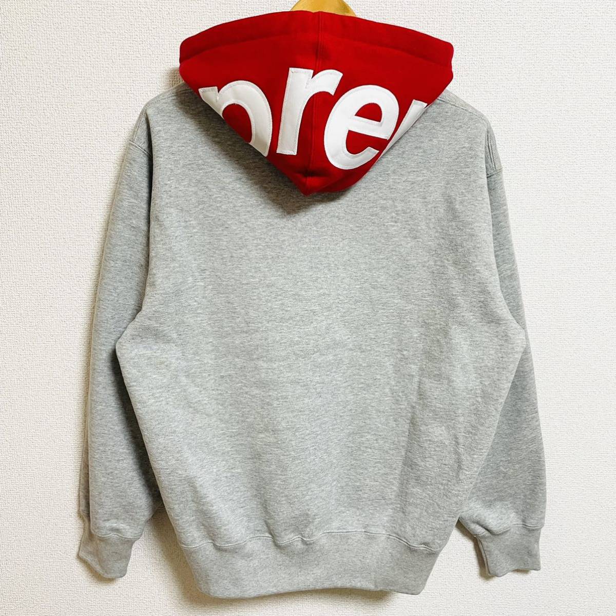 Supreme Contrast Hooded Sweatshirt Heather Grey Red S 21aw 2021年 ヘザーグレー 赤 レッド コントラスト フードロゴ ボックスロゴ