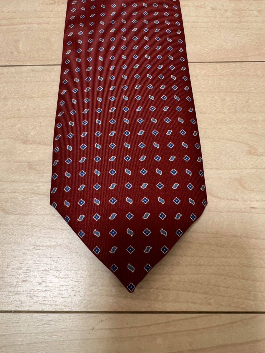 新品未着用 マリネッラ E.MARINELLA ナポリ えんじ色 ボルドー 小紋柄 ネクタイ 送料無料 タイ イタリア製