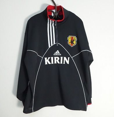 adidas×KIRIN×JFA トレーニング 上 ジャージ ブラック×ホワイト×レッド Lサイズ サッカー 運動 used