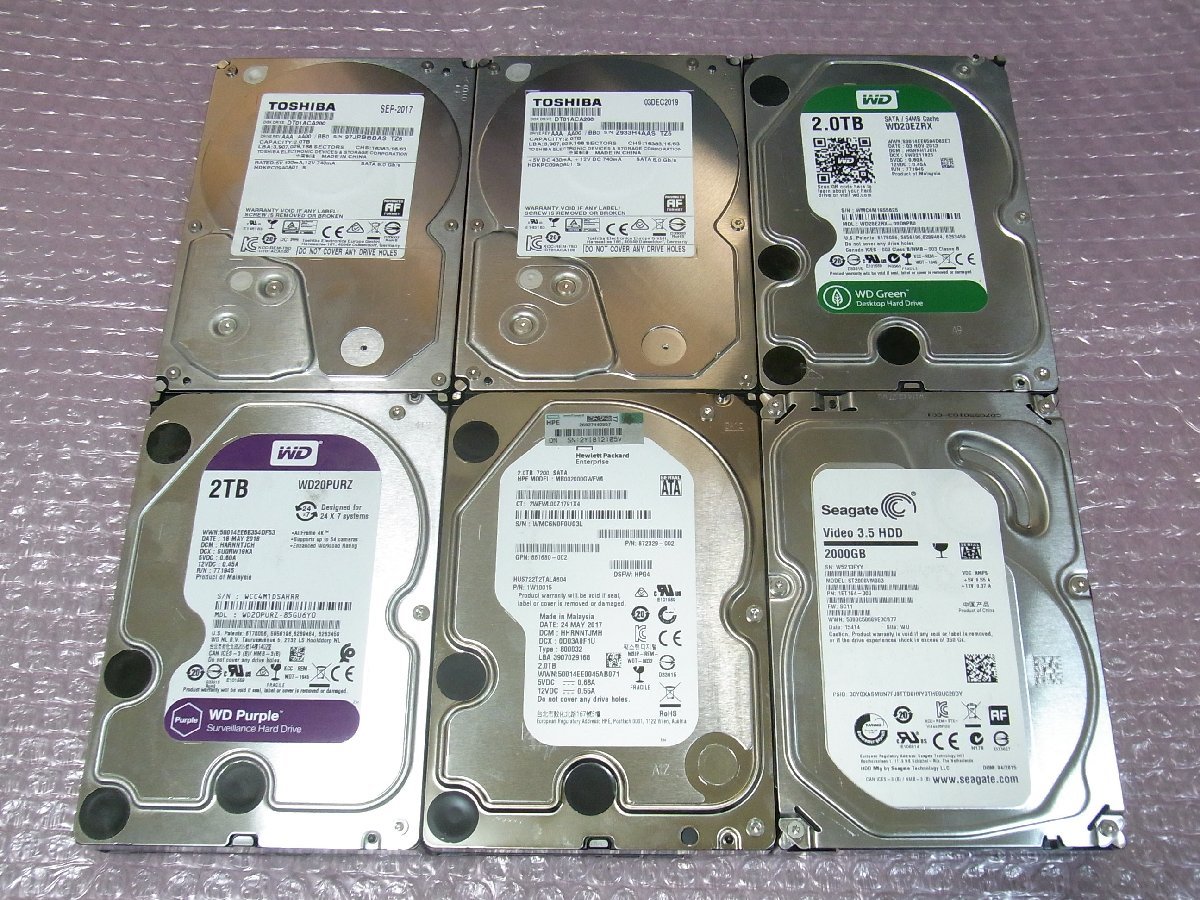 1203 HDD 3.5インチ 正常 2TB B37257 O-10186 3.5インチ HDD 2TB 6個セット 判定正常 2TB HDD