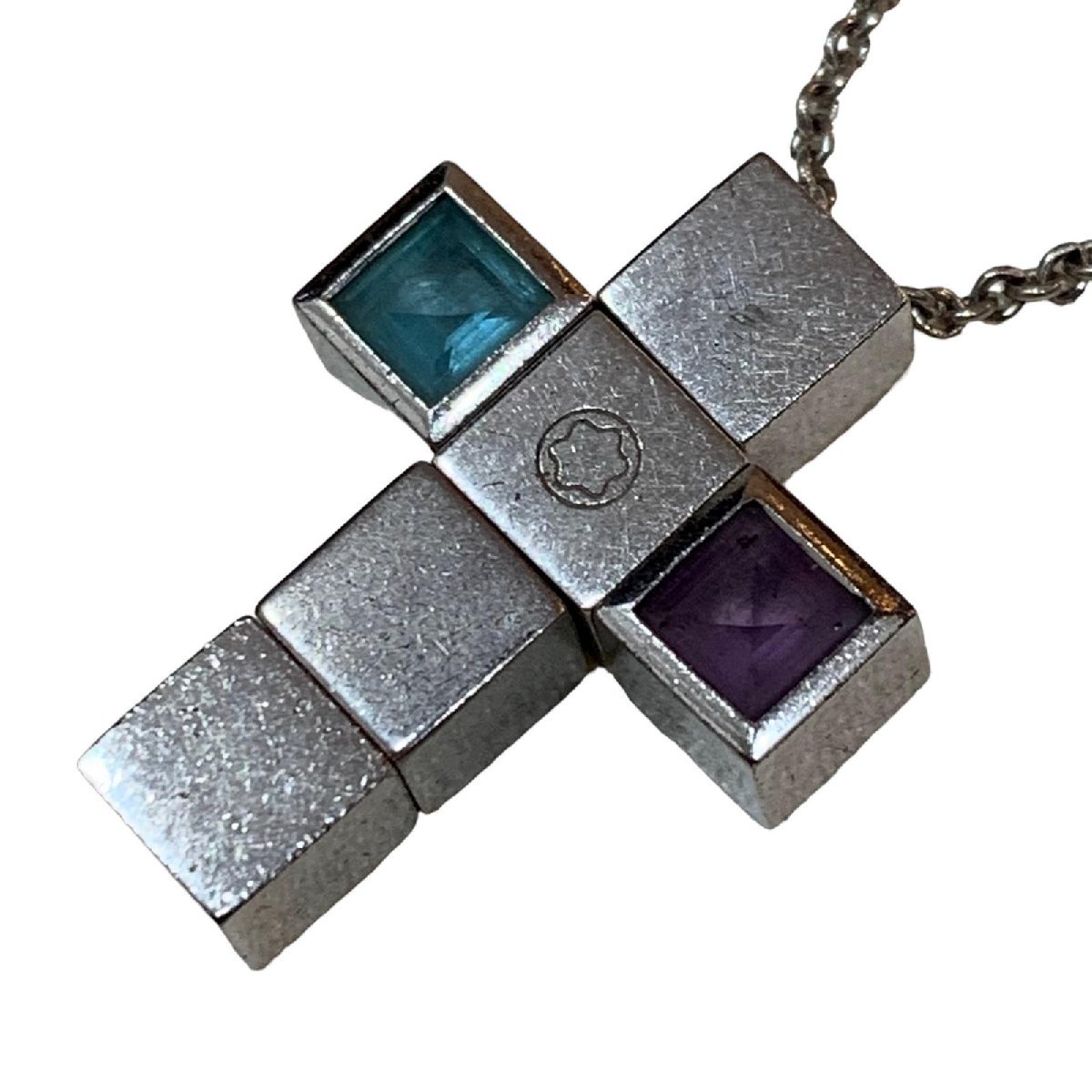 モンブラン MONTBROWN ネックレス MONTBLANC モンブラン カラーストーン クロス ネックレス Ag925