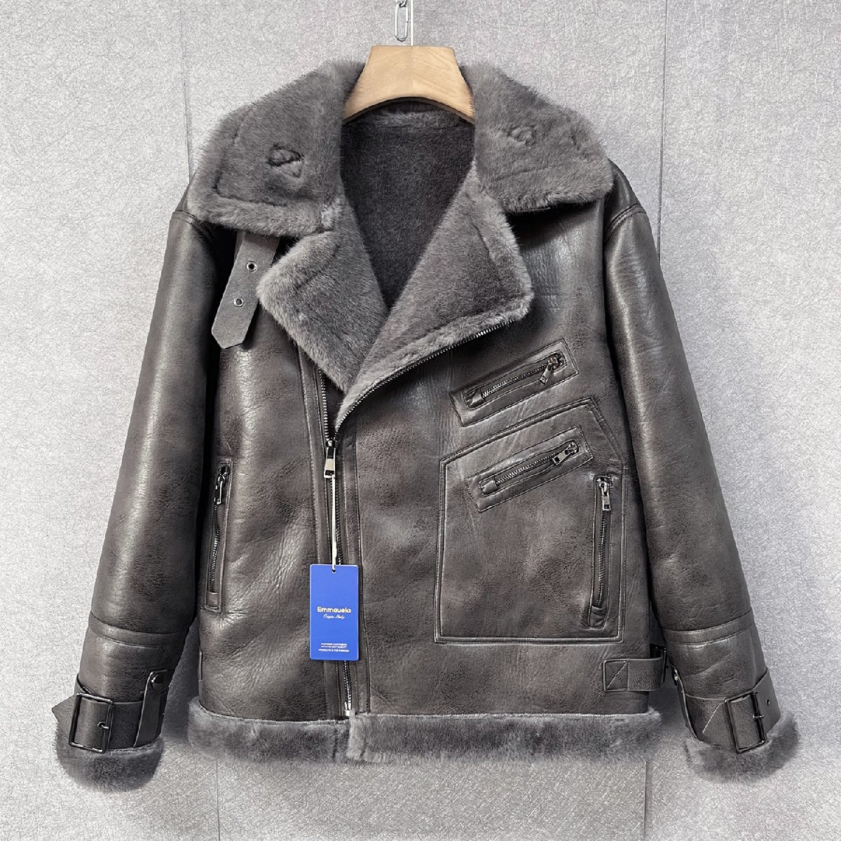 豪華・レザージャケット 定価8万◇Emmauela・イタリア・ミラノ発 