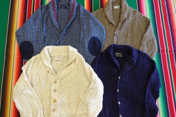 HJ-KNT5 エクアドル フルジップニットアウター ショールカラー￥1～ビンテージUS古着卸業者まとめ売り