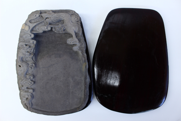 ☆K151 大型硯 e516 技工名品 1980年代 中国 端渓硯 石紋 眼入 氷列紋