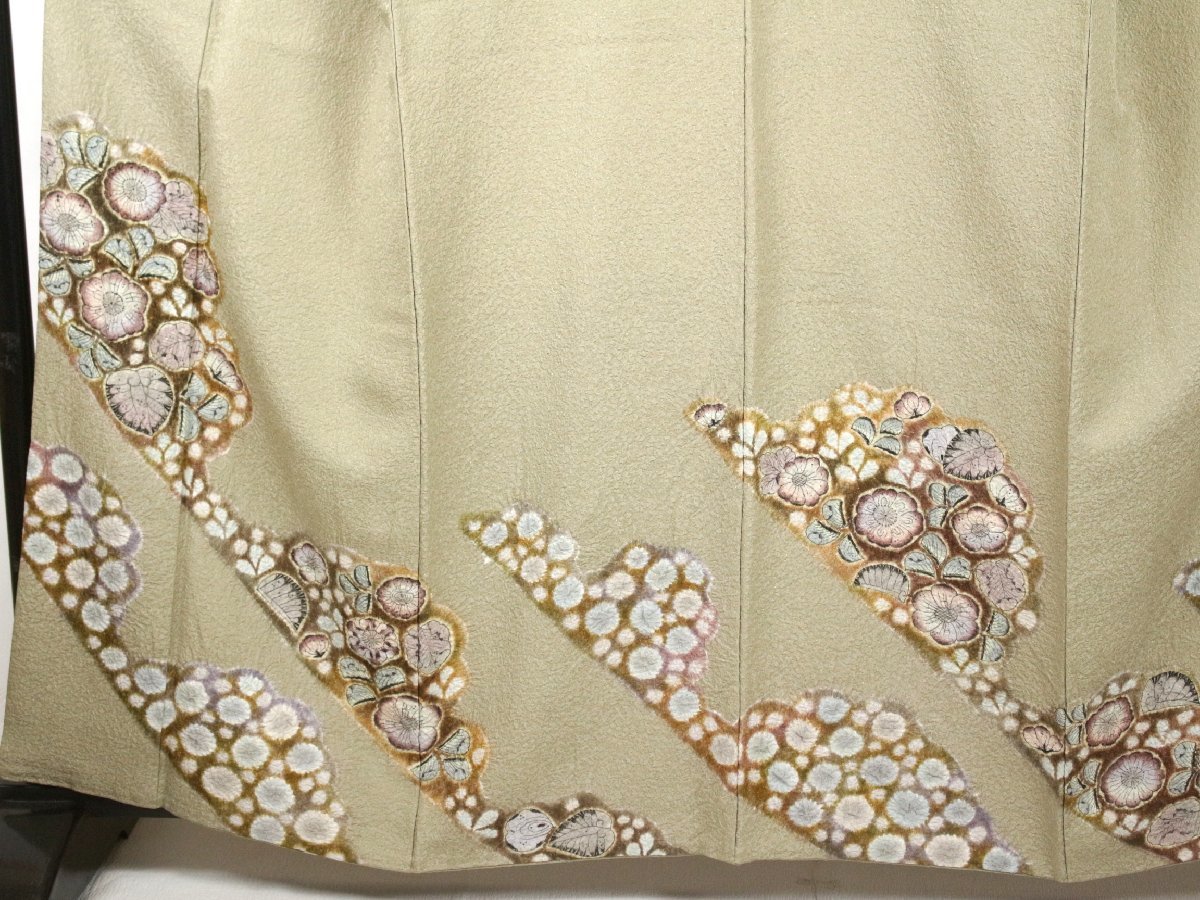 着物屋こころ□訪問着 刺繍 花蝶文 暈し染め 金彩 やまと誂