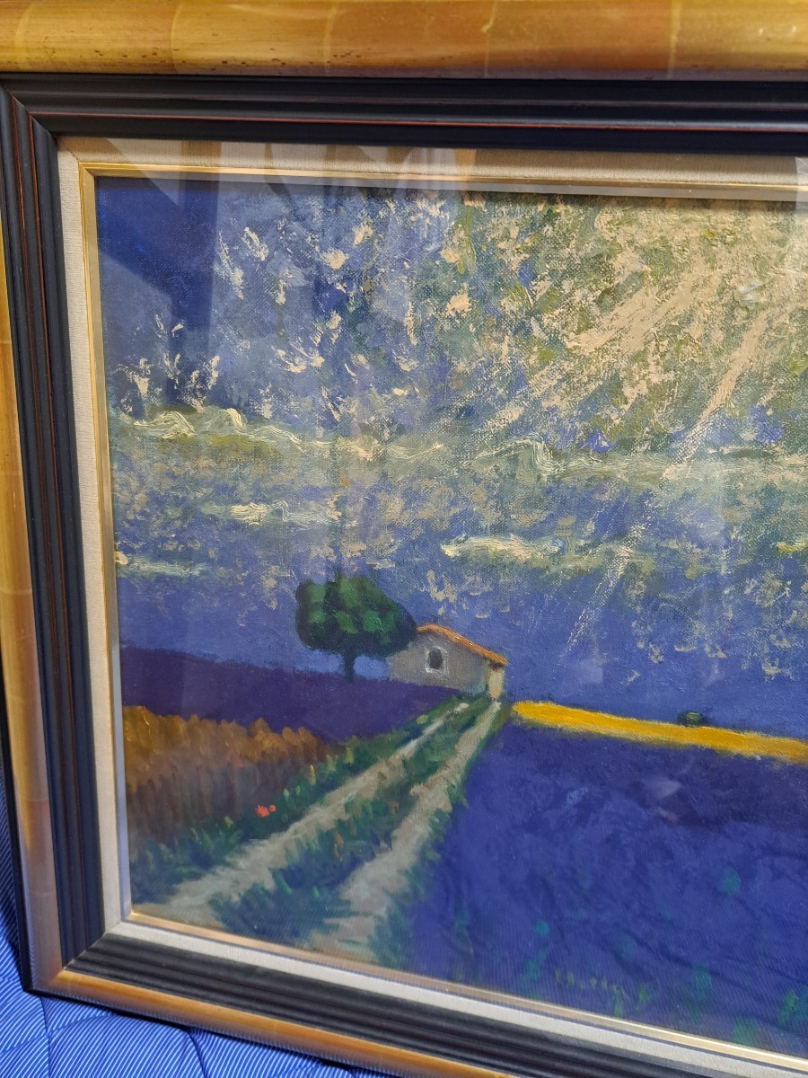 堀田 油彩 絵画10号スクウェア 真作 『光彩 あぜ道』堀田 高 南仏