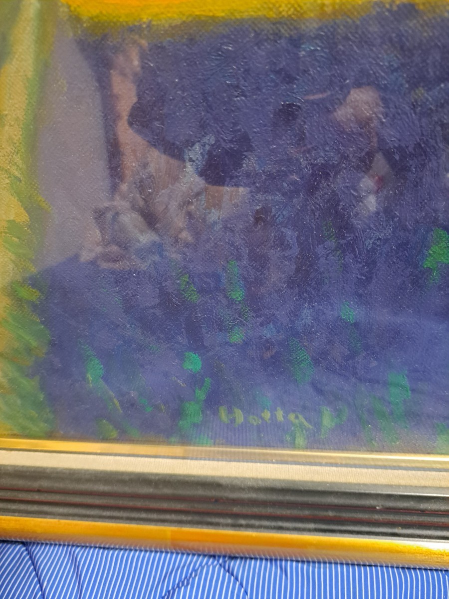 堀田 油彩 絵画10号スクウェア 真作 『光彩 あぜ道』堀田 高 南仏