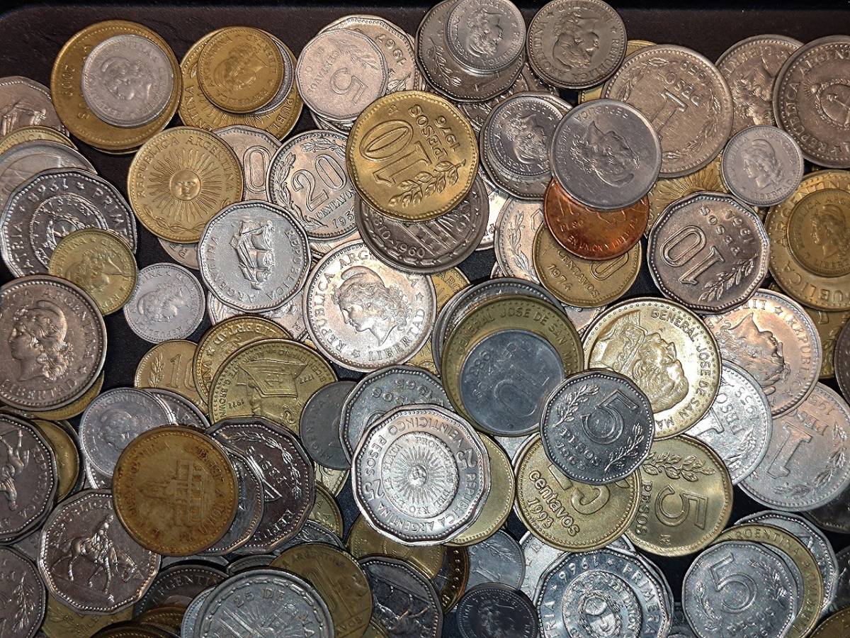 1円スタート】アルゼンチン共和国 アルゼンチンペソ硬貨 おまとめ 約0.9㎏ アルゼンチン by u003c