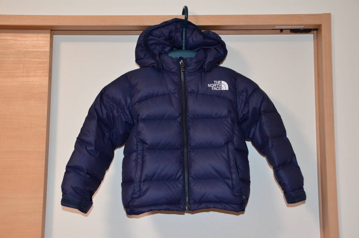 送料込 美品 ノースフェイス THE NORTH FACE キッズ 110 アコンカグア フーディー Aconcagua Hoodie ダウン ネイビー NDJ91951 ヌプシ