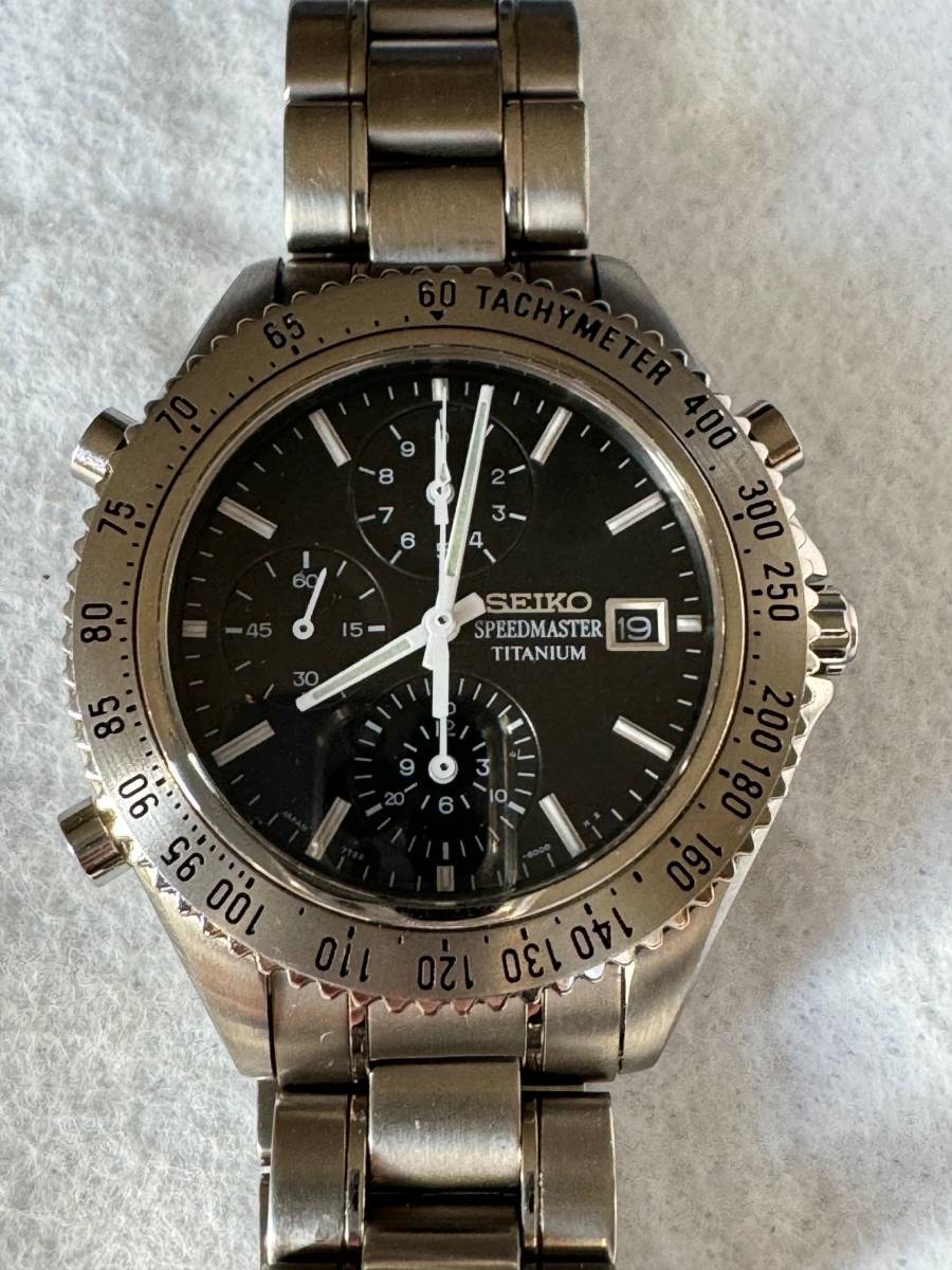 セイコー 7T52-8000 SBBT029 スピードマスター TITANIUM 世界初1/100秒 