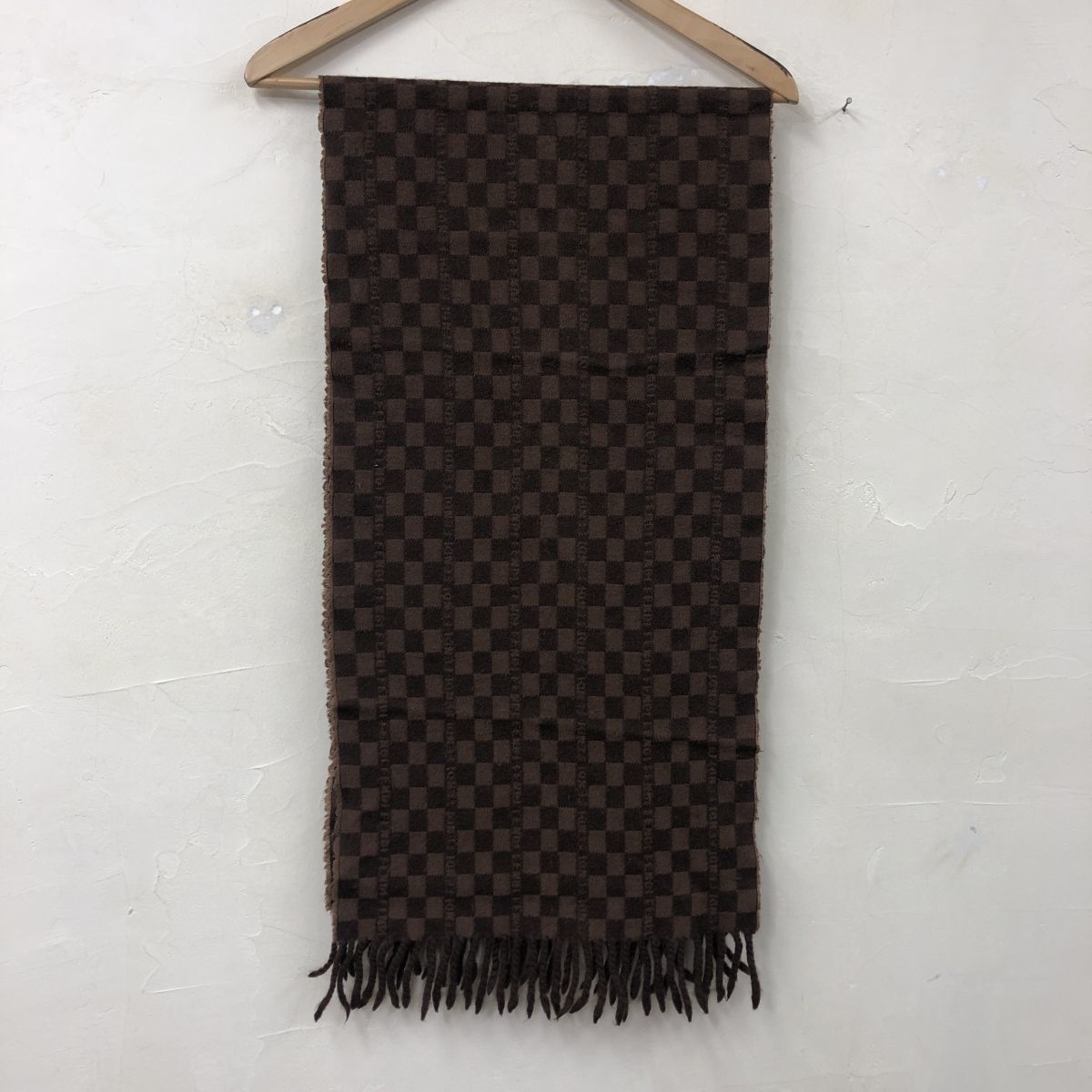 N1133-W◇FENDI フェンディ マフラー ブロックチェック ラグジュアリー