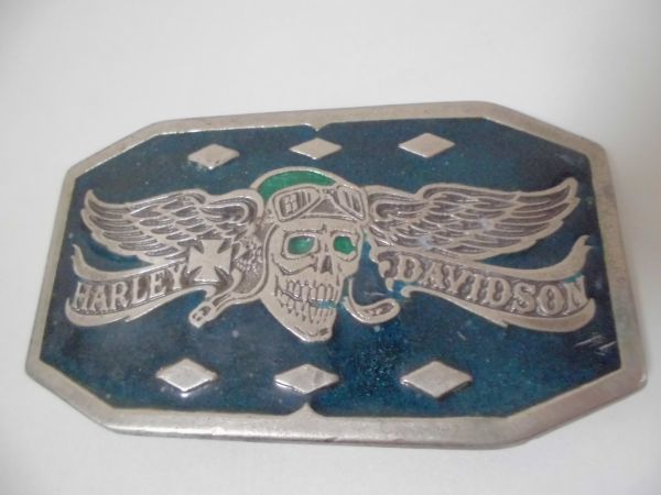 Harley Davidson ハーレーダビッドソン グリーン バックル スカル
