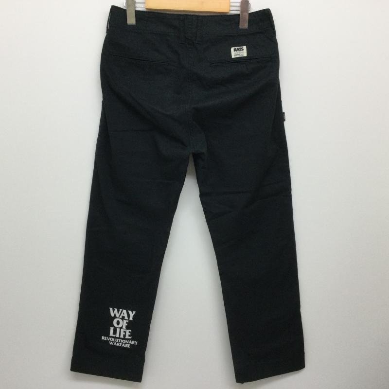 ラッツ 裾ロゴプリント コットンパンツ ボタンフライ チノパン 623 パンツ パンツ S 黒 / ブラック ロゴ、文字