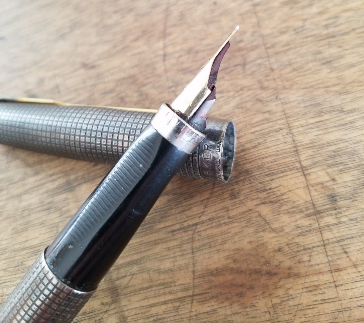 Z-Parker PARKER 14K POINT STERLING SILVER 万年筆 14金 刻印