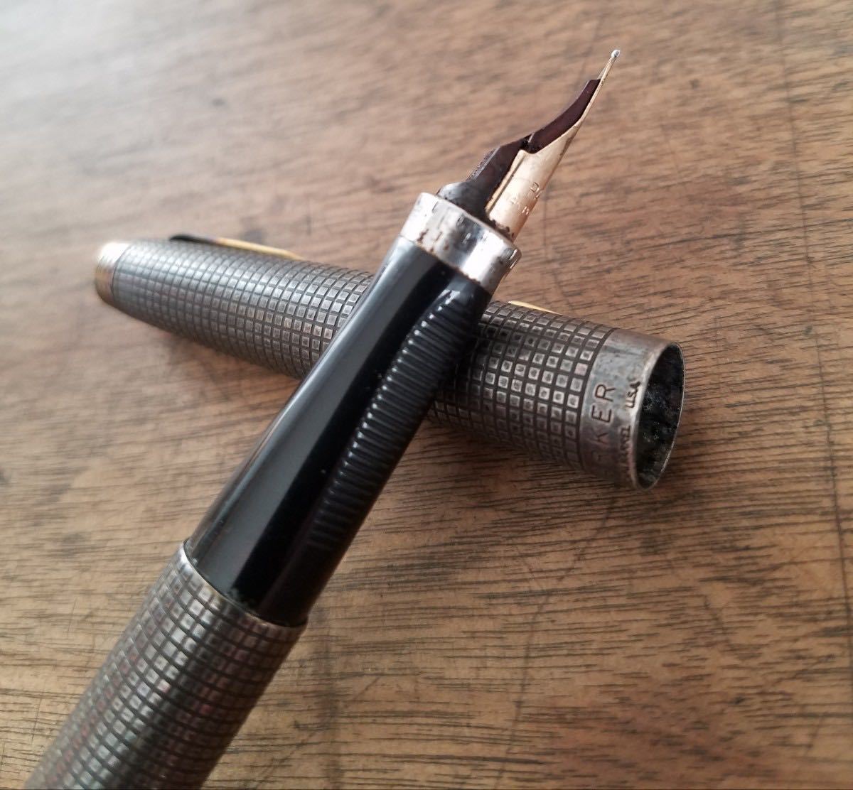 Z-Parker PARKER 14K POINT STERLING SILVER 万年筆 14金 刻印