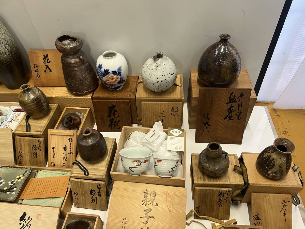 湯呑 木箱 和食器 骨董品 9点セット ZD449 ☆木箱 共箱
