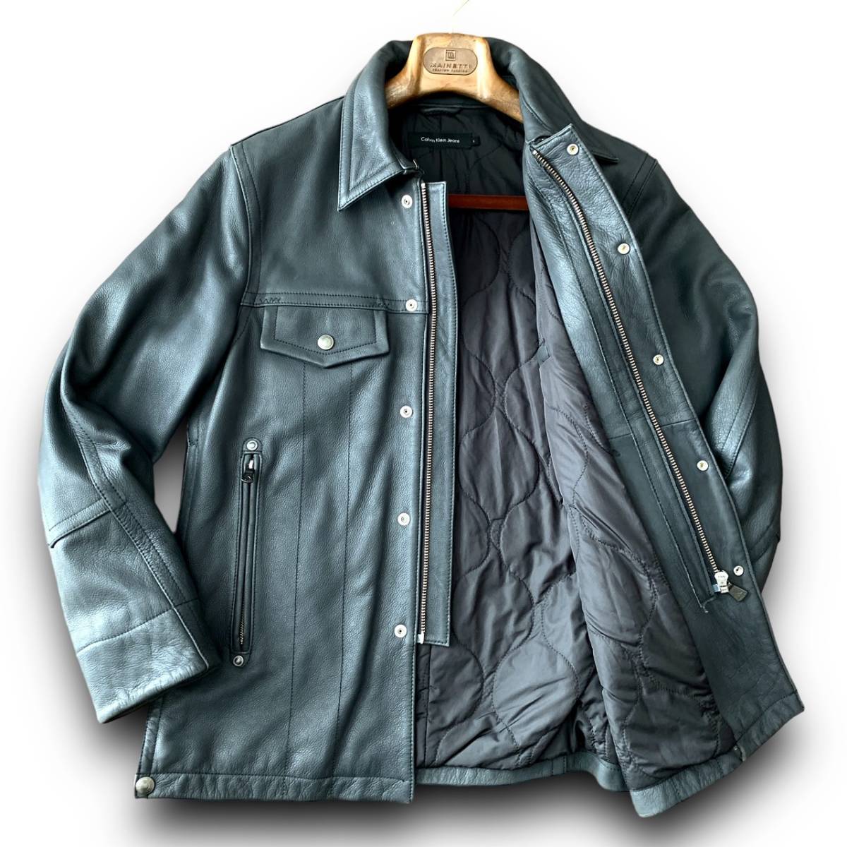 A04 美品『カルバンクライン ジーンズ Calvin Klein jeans』L表記 牛革 
