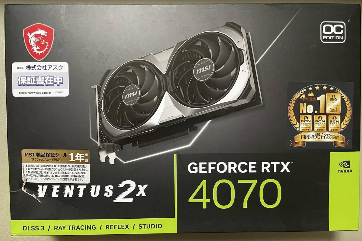 MSI GeForce RTX 4070 VENTUS 2X 12G OC グラフィックスボード VD8471 未使用 送料無料