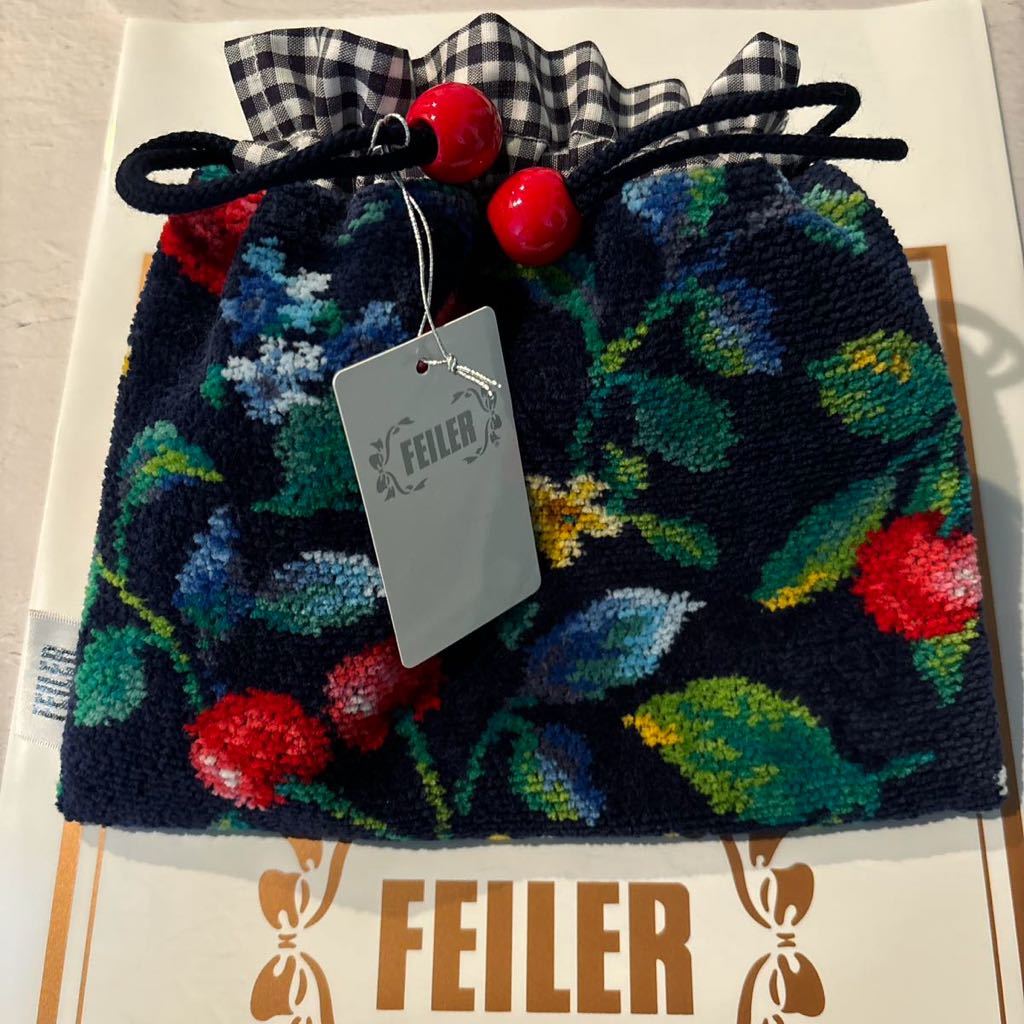 【新品】フェイラーFEILER スウィングチェリー巾着ポーチ プレゼント袋リボンシール付
