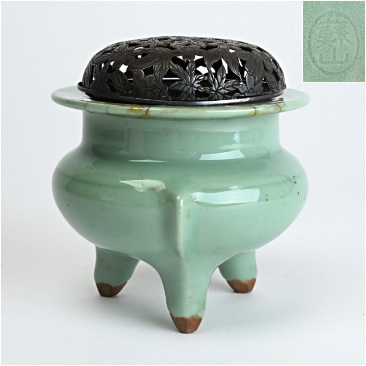 諏訪蘇山青磁の香炉 初代 諏訪蘇山 香炉