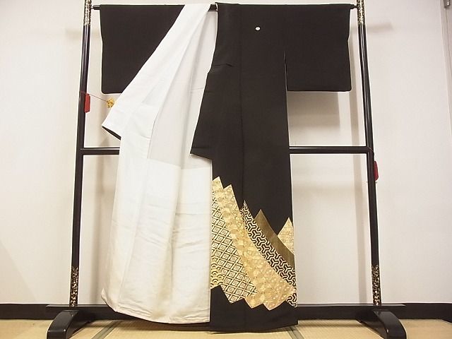 駒刺繍 平和屋着物□豪華黒留袖 逸品 冊子飛鶴草花文 鬘