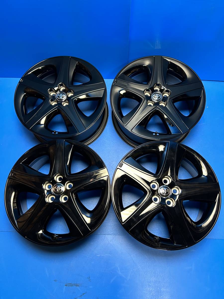 3W965 新車外し 50系 プリウス 17インチ ブラックエディション ツーリング 中古 純正アルミホイール 前期 後期 ブラック 4本セット