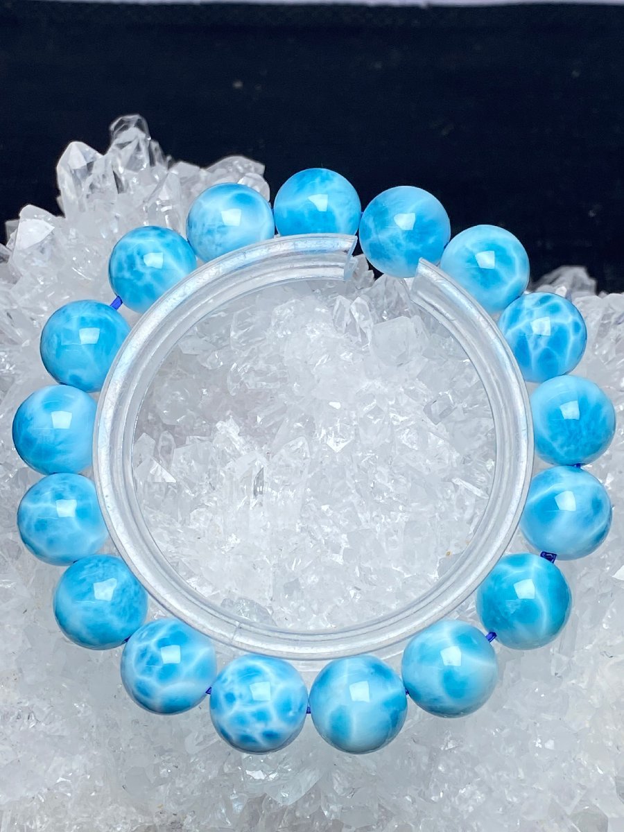 即決 1218f702 天然石★【ドミニカ共和国産の150Aラリマー】★ブレス 11.8-12.3mm（新品）