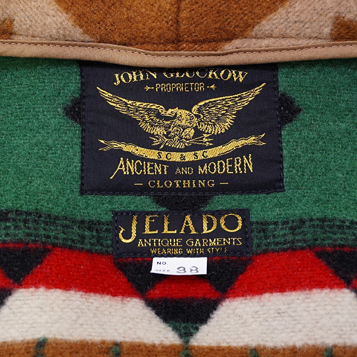 JELADO × JOHN GLUCKOW size38 ブランケット コート ネイティブ柄 ジェラード ジョングラッコー G9-9(Mサイズ ...