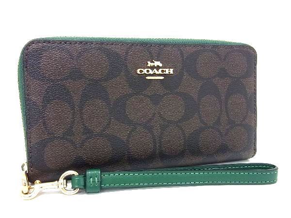 1円 ■新品■未使用■ COACH コーチ C4452 シグネチャー PVC ラウンドファスナー 長財布 ウォレット 小銭入れ 札入れ ブラウン系 BG5789