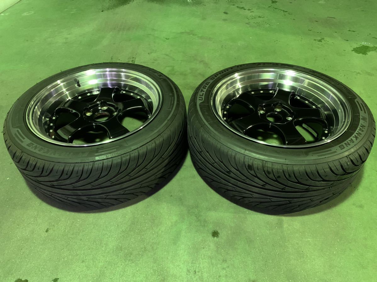 メーカー不明 114.3 5穴 18インチ 8.5j ET20 深リム ホイール タイヤ8 