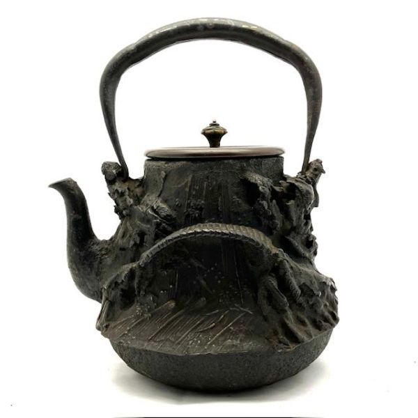 仙14 龍文堂造 鉄瓶 茶道用品 骨董品 茶器 金属工芸品 ヴィンテージ
