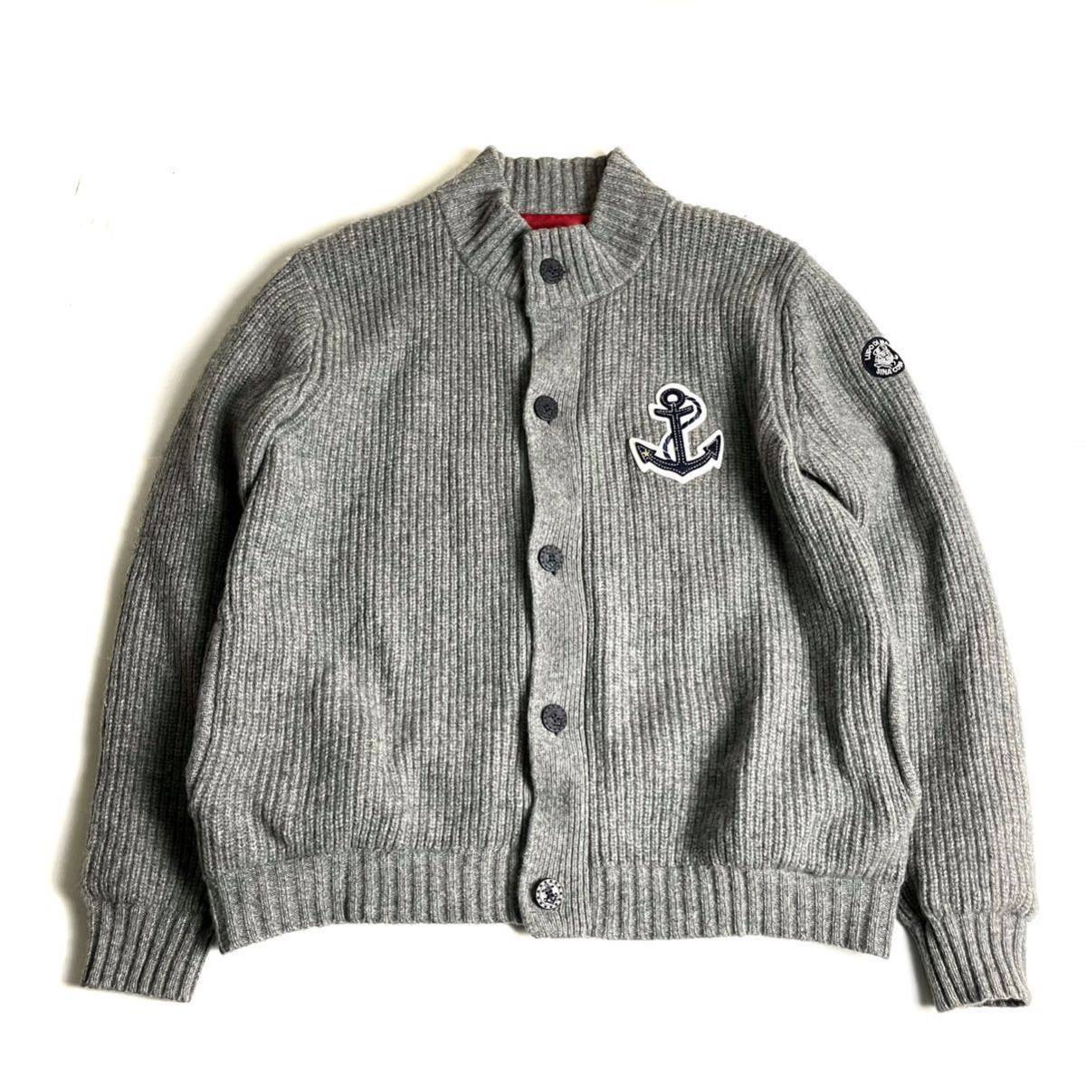 SINA COVA ジップニットブルゾン ジャケット 防風 シナコバ 総裏地 イカリ ロゴプリント エルボーパッチ付き LL ゴルフ 