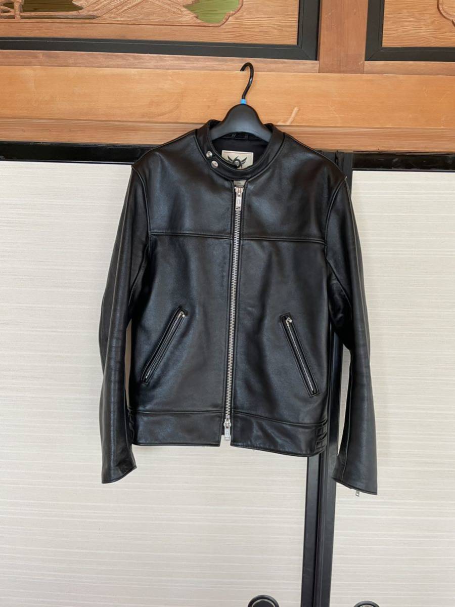 666 ライダースジャケット タイトフィット マンダリンカラー シングル 