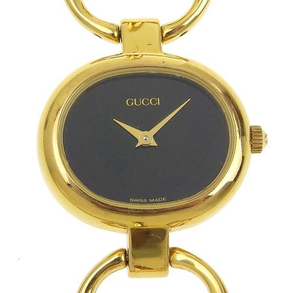 1円 gg GUCCI グッチ レディース クォーツ 腕時計 黒文字盤 1600