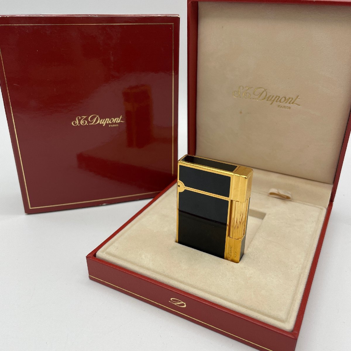 ω希少【S.T.Dupont エス・テー・デュポン GATSBY ギャッツビー 都彭 18574 ガスライター 漆 ゴールド 喫煙具 ローラー ラッカー】TK1265