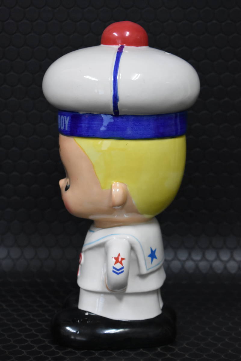 うぶ品 当時物 内藤ルネ セーラーボーイ 水兵 貯金箱 陶器 高さ約31cm