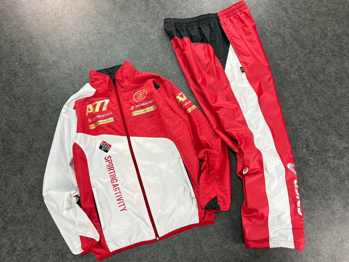 爆買い，格安 Wl257 正規品 ASICS アシックス A77 ランニングウェア ウィンドブレーカー ジャージ セットアップ 上下 メンズ L XAW701