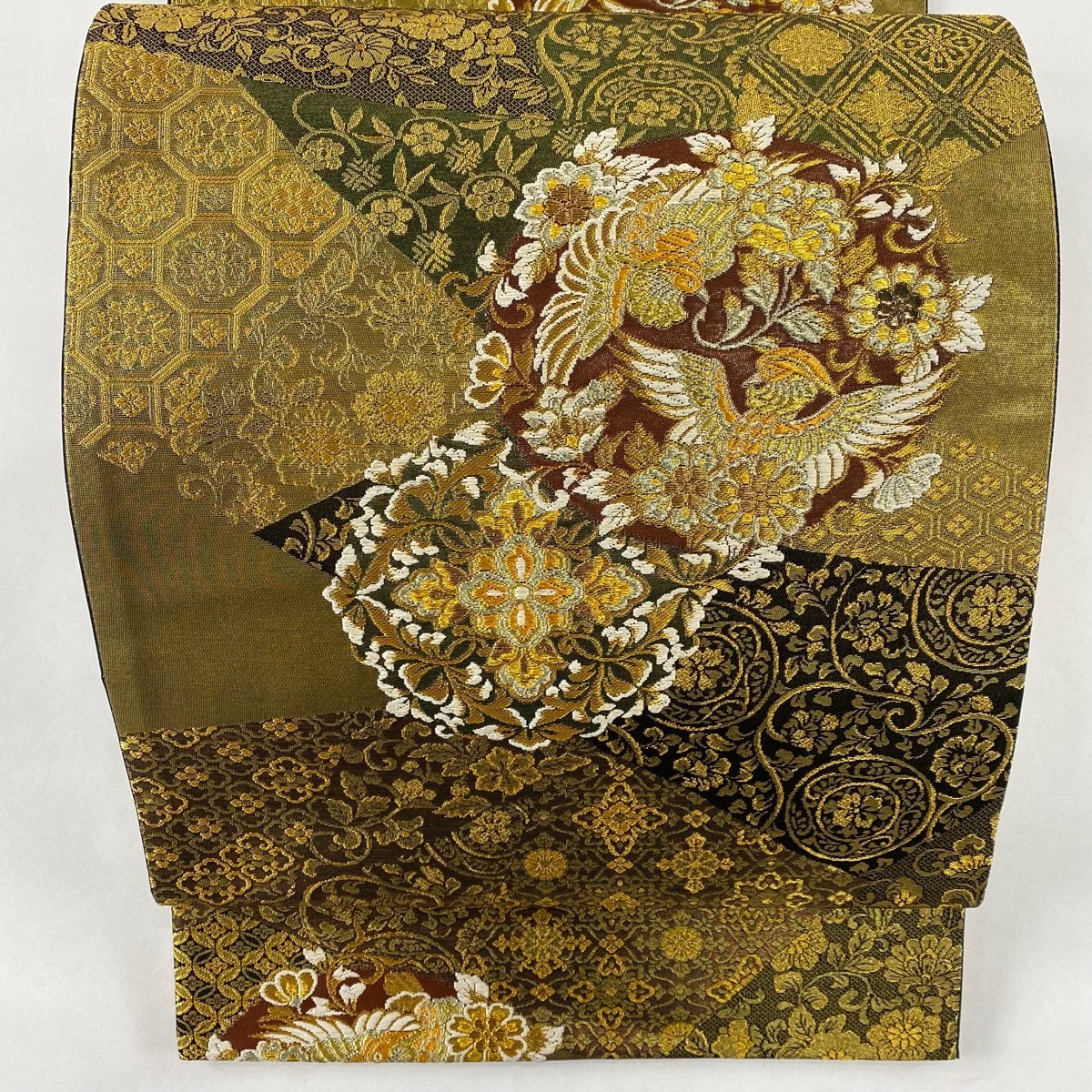 袋帯 美品 秀品 鳳凰文 箔 金糸 金色 六通 正絹 【中古】 【公式通販】