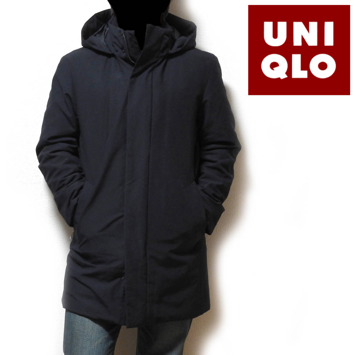 □UNIQLO□美品 ユニクロ メンズ ハイブリッドダウンコート Sサイズ 