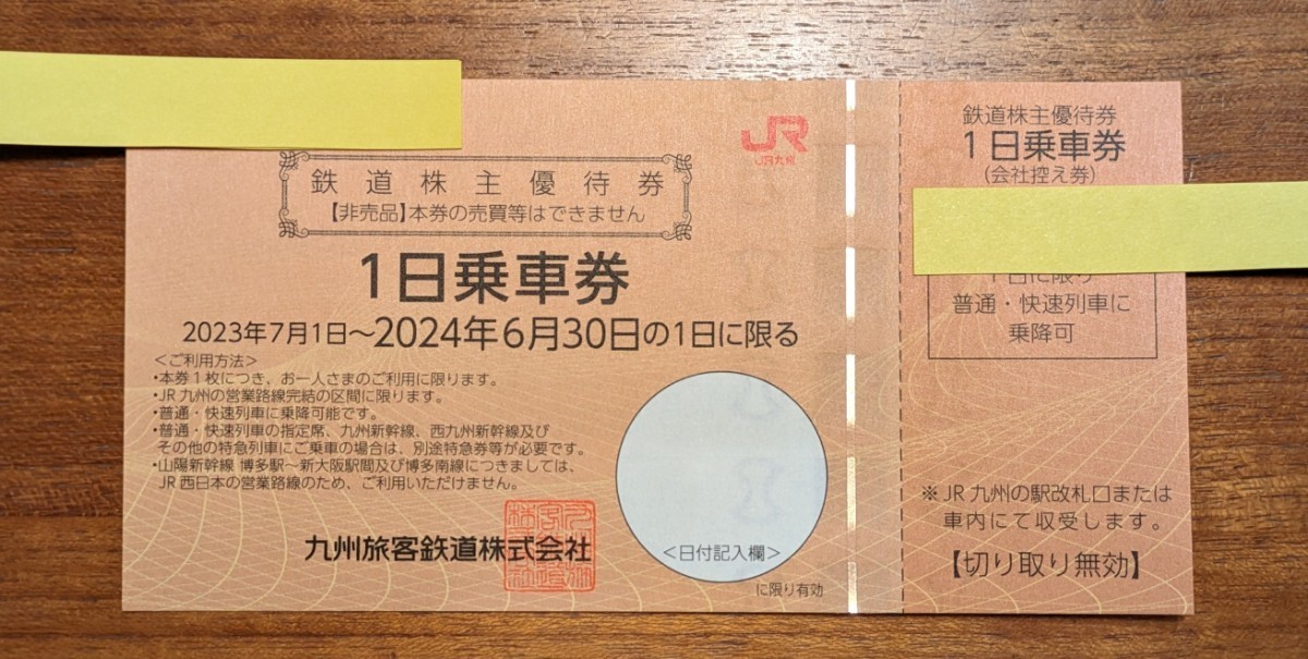 【送料無料】JR九州 鉄道株主優待券 1枚