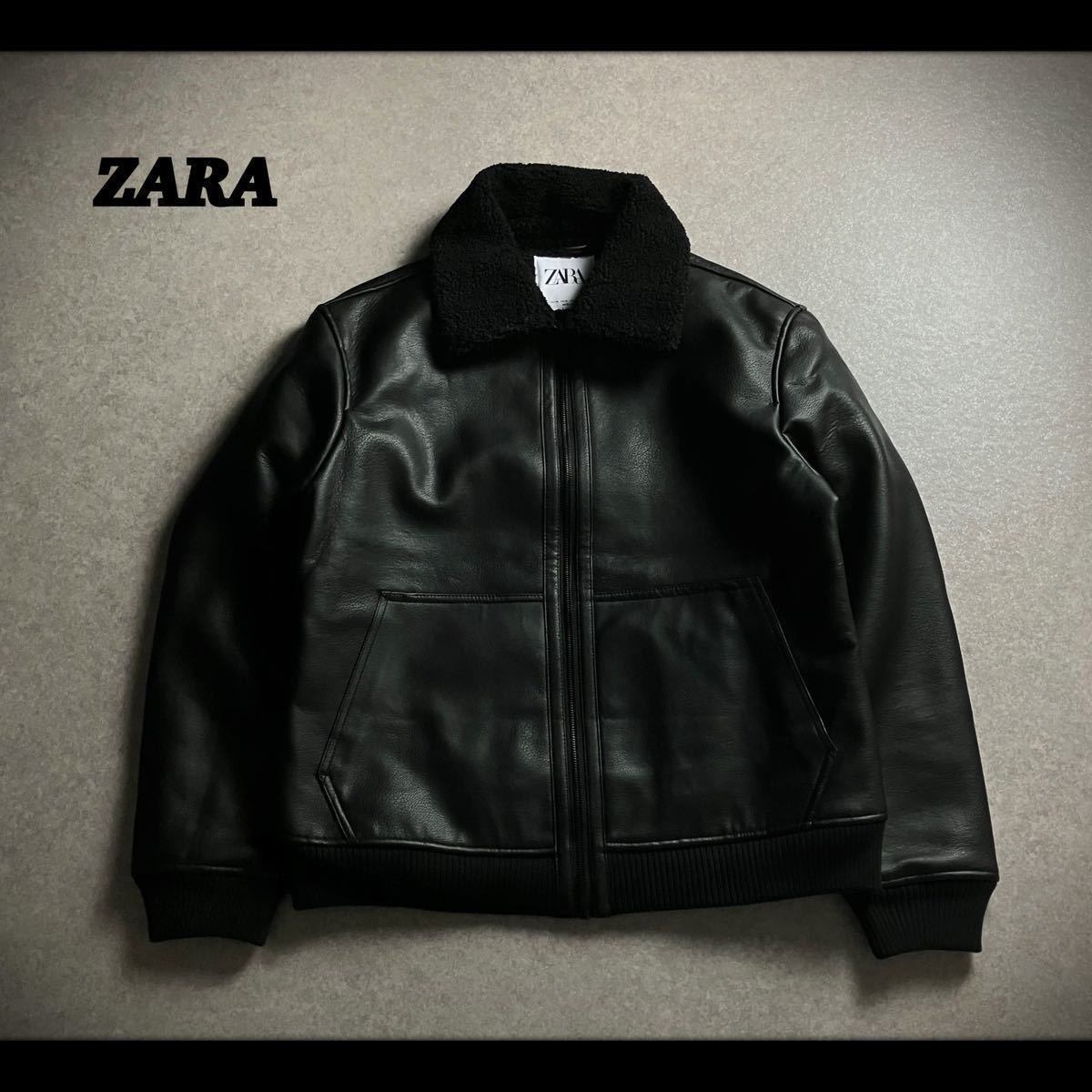 ZARAフェイクレザージャケット XLサイズ ブラック ysl 最安値ZARA