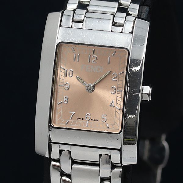 1円 稼動 良品 QZ フェンディ クラシコ 7000L スクエア 茶色文字盤 レディース腕時計 OKZ 12ANT 2926000
