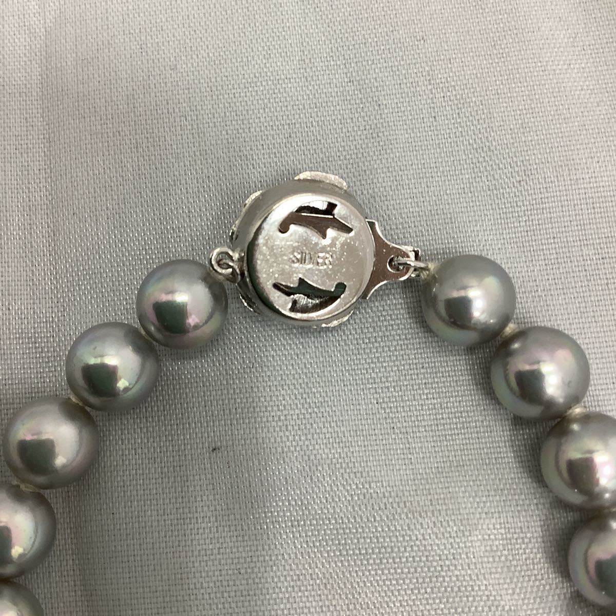 ブラックパール ネックレス 黒真珠 8mm シルバー刻印 箱付 Wink Pearl 