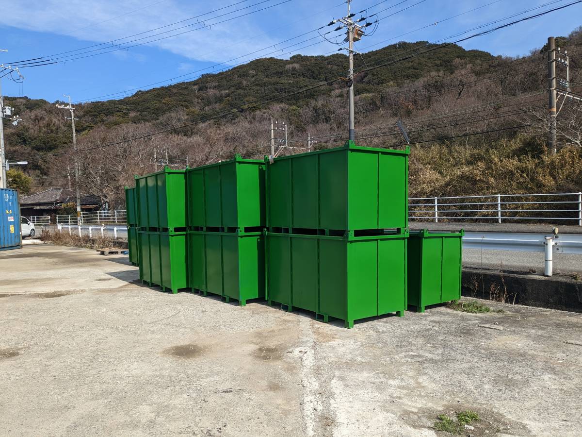 大型 2立方米 バッカン 産廃 ボックス ゴミ箱 鉄箱 スクラップ 格安 コンテナ フォークリフト対応 緑 千葉 埼玉 東京 神奈川 関西 ...
